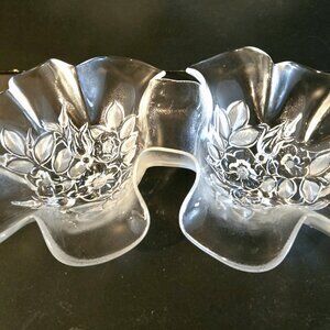 Vintage Mikasa Bianca Walther 11” Footed Clear Divided Nut/Candy/Relish Dish